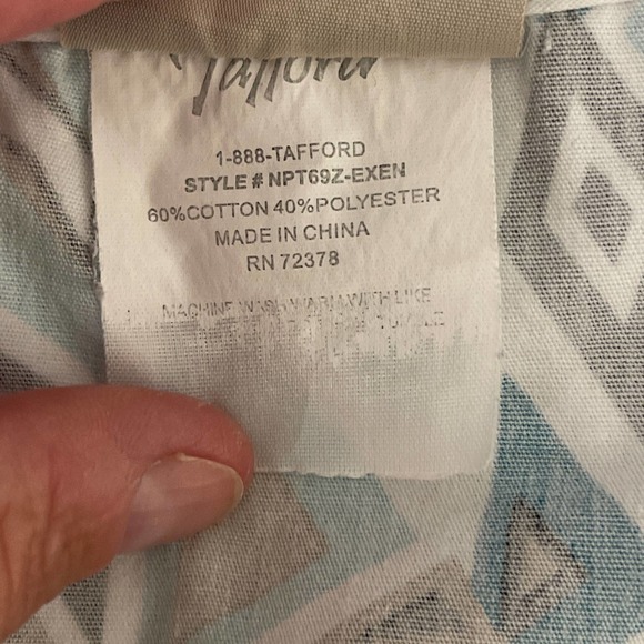 Tafford Tan Teal Aztec Print Scrub Top Medium Cotton/Poly Blend - Picture 5 of 7